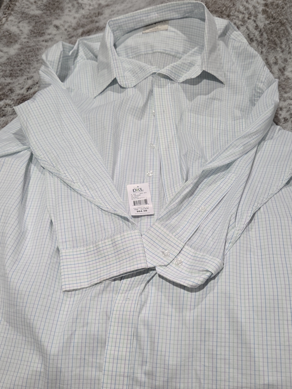 Men's Classic Light Blue Plaid Dress Shirt